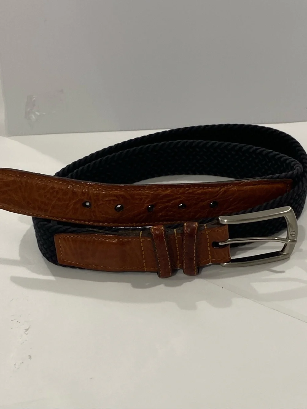 Torino Italian Woven Cotton Elastic Belt Black